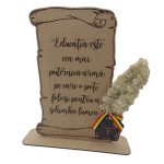 Painting with message, decorated with stabilized natural lichens, manuscript form, 31 x 21 cm
